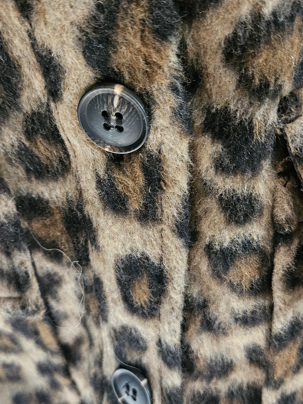 Love Tree Mixed Media Faux Fur Leopard Print Hooded Button Front Coat BNWT Large - Picture 4 of 5